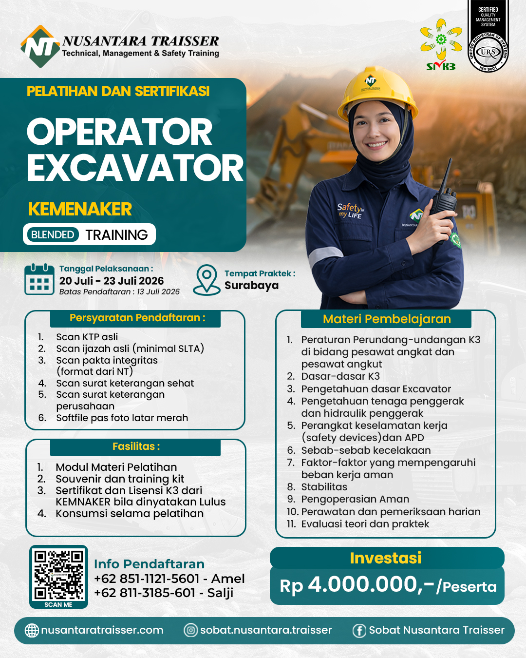 Pelatihan & Sertifikasi Operator Excavator (KEMNAKER)