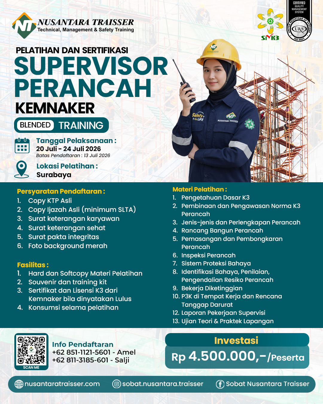 Pelatihan & Sertifikasi Supervisor Perancah (KEMNAKER)