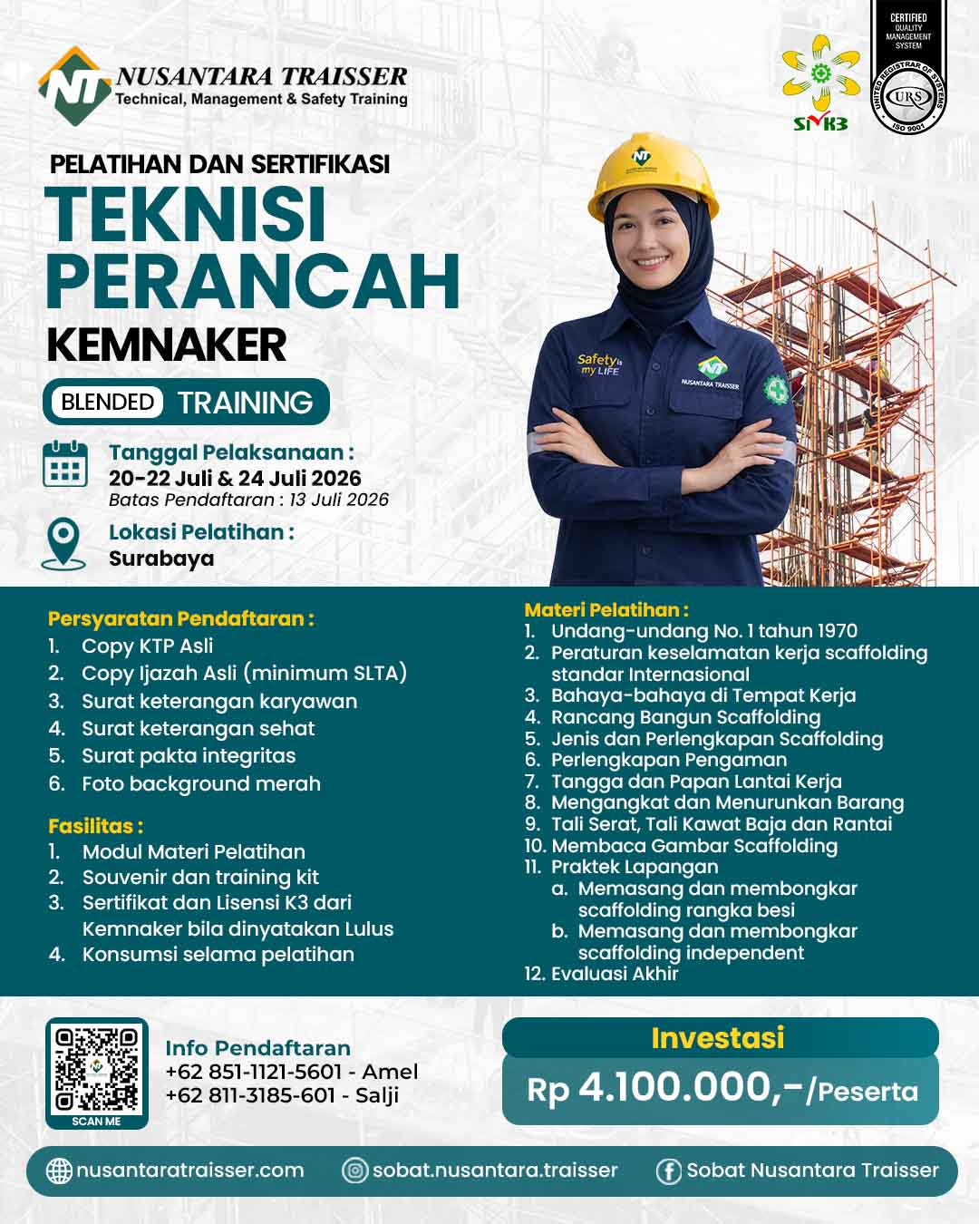 Pelatihan & Sertifikasi Teknisi Perancah (KEMNAKER)
