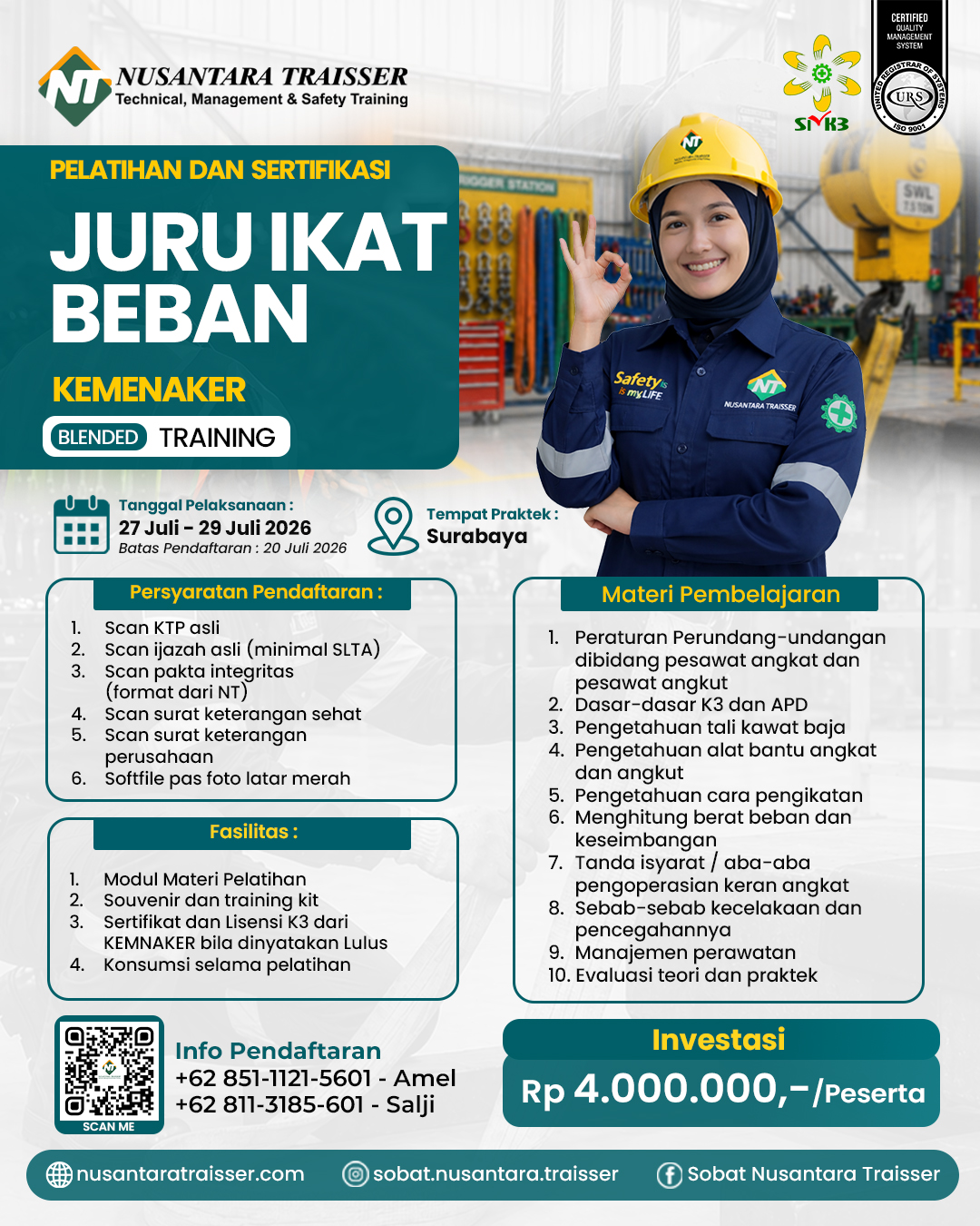 Pelatihan & Sertifikasi Juru Ikat Beban (KEMNAKER)
