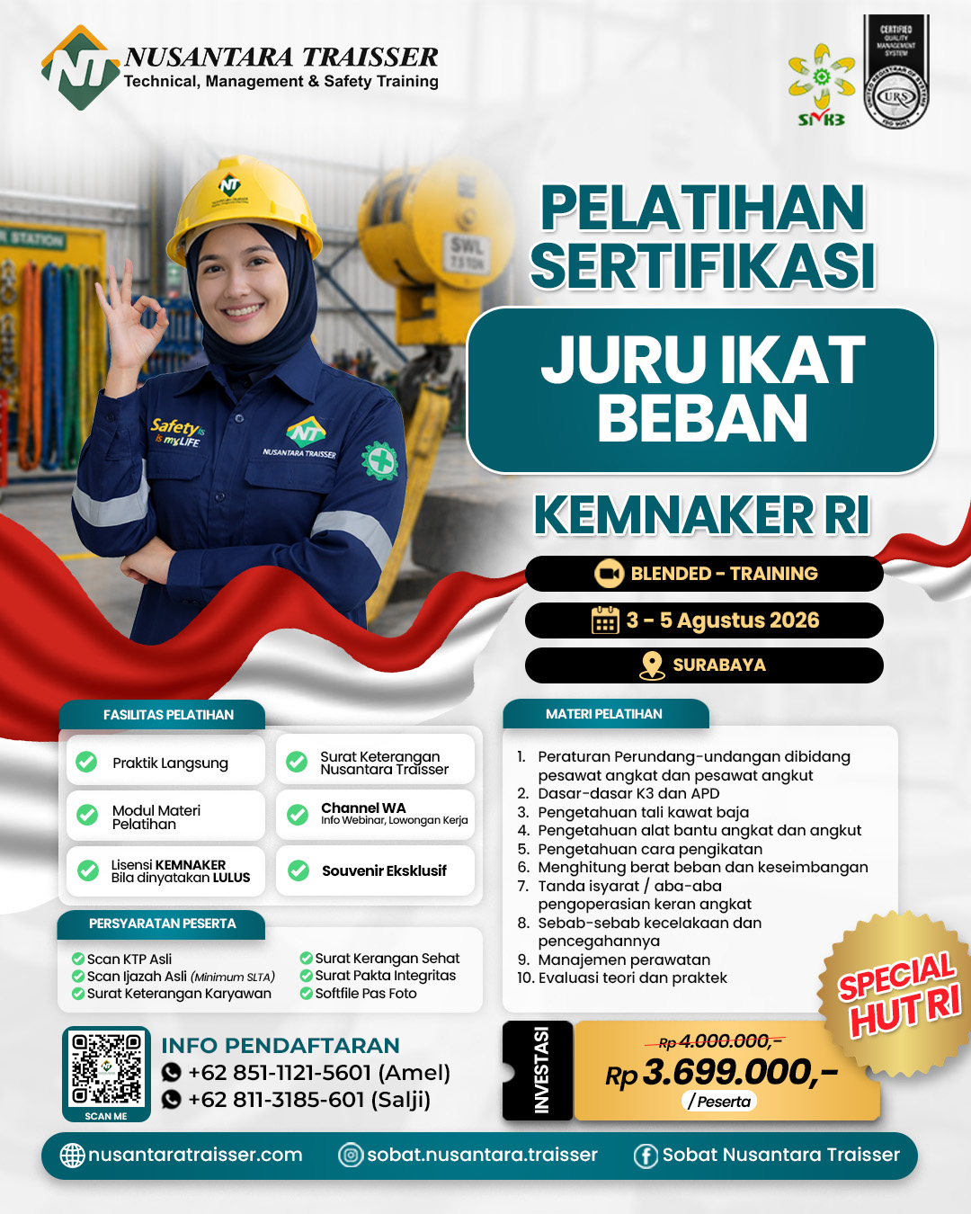Pelatihan & Sertifikasi Juru Ikat Beban (KEMNAKER RI)
