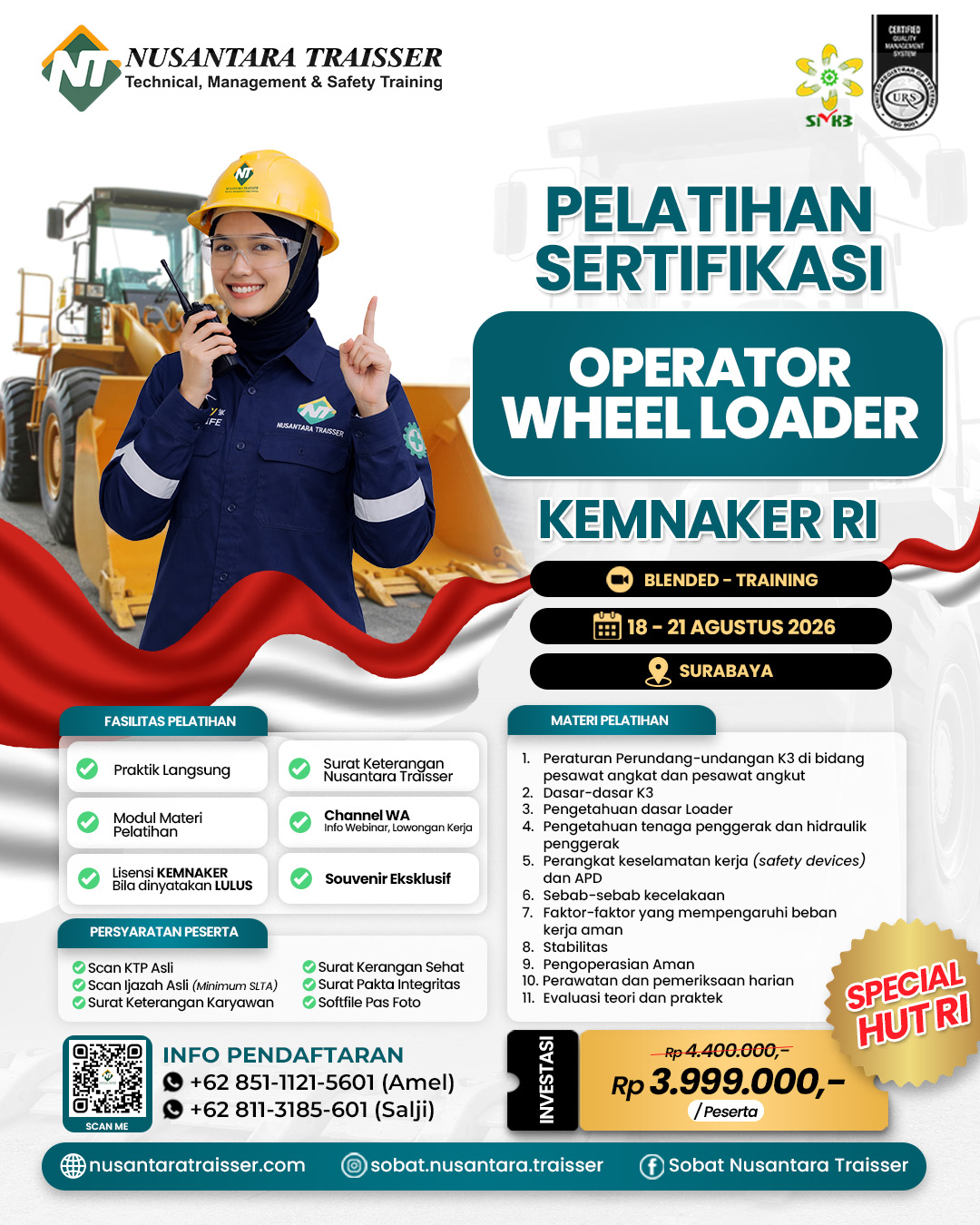 Pelatihan & Sertifikasi Operator Wheel Loader (KEMNAKER RI)