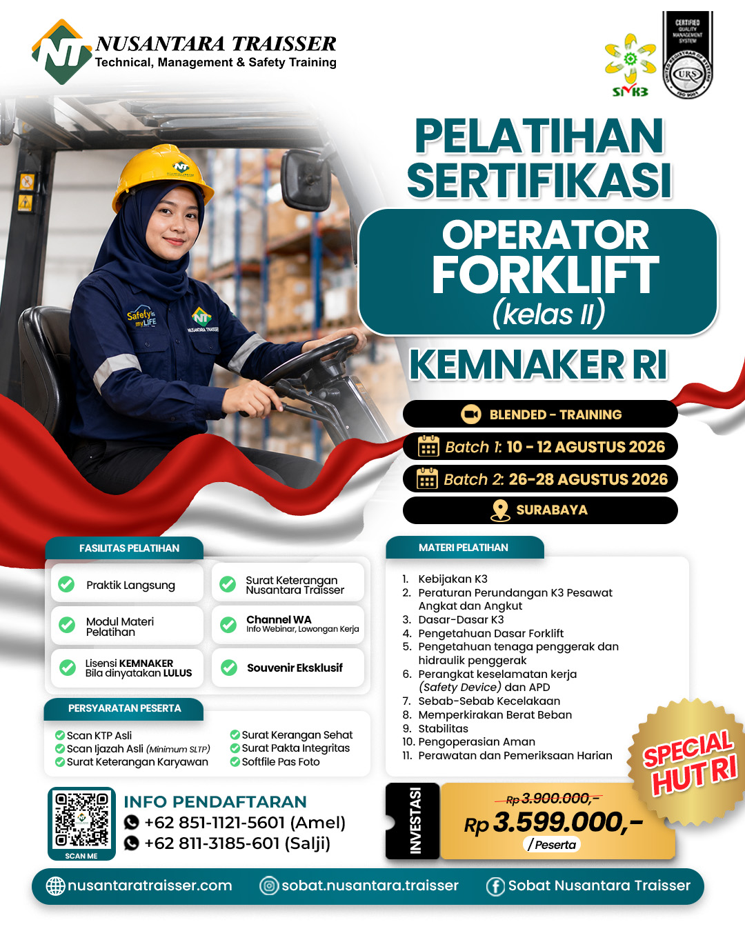 Pelatihan & Sertifikasi Operator Forklift II (KEMNAKER RI)