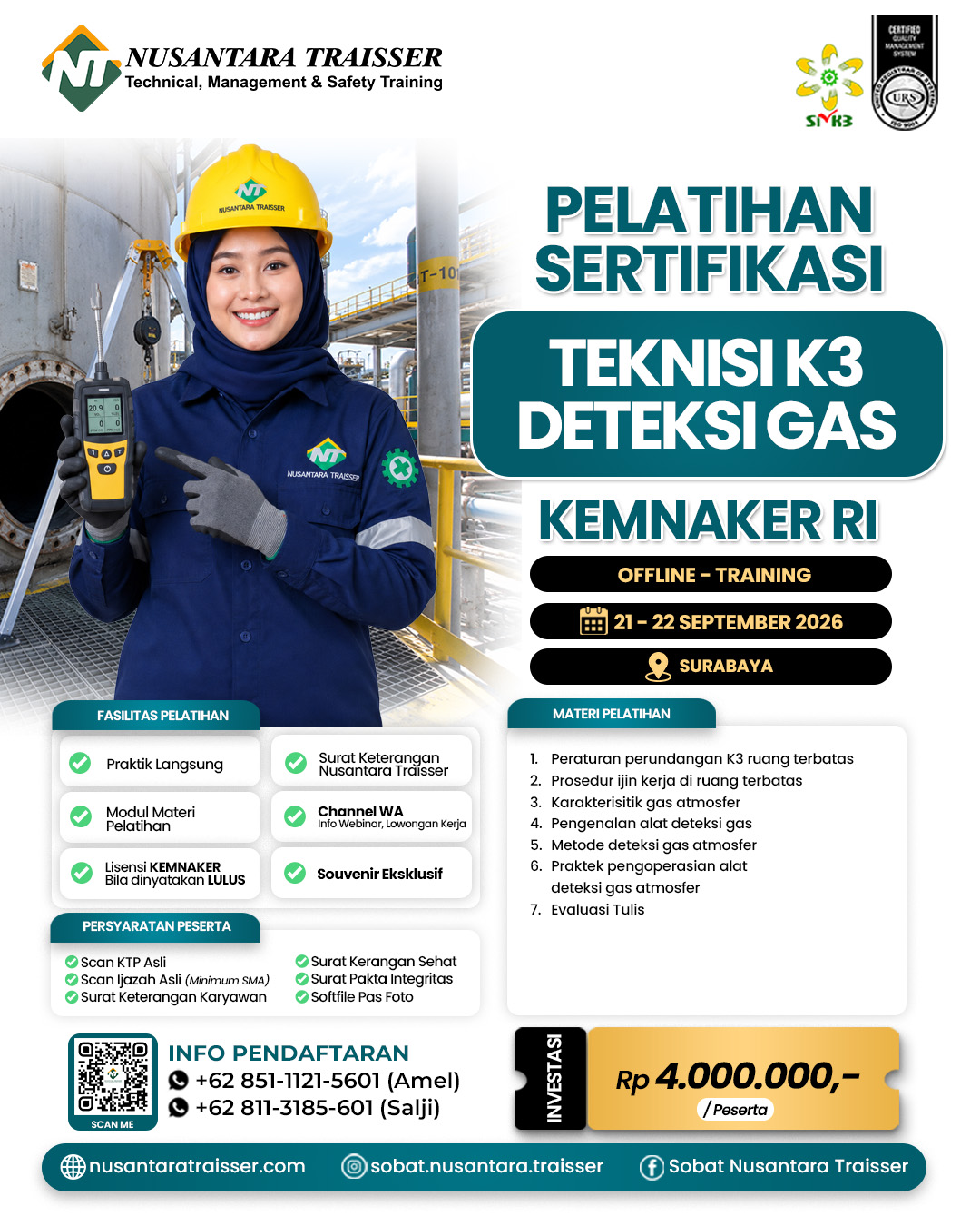 Teknisi K3 Deteksi Gas (KEMNAKER RI)