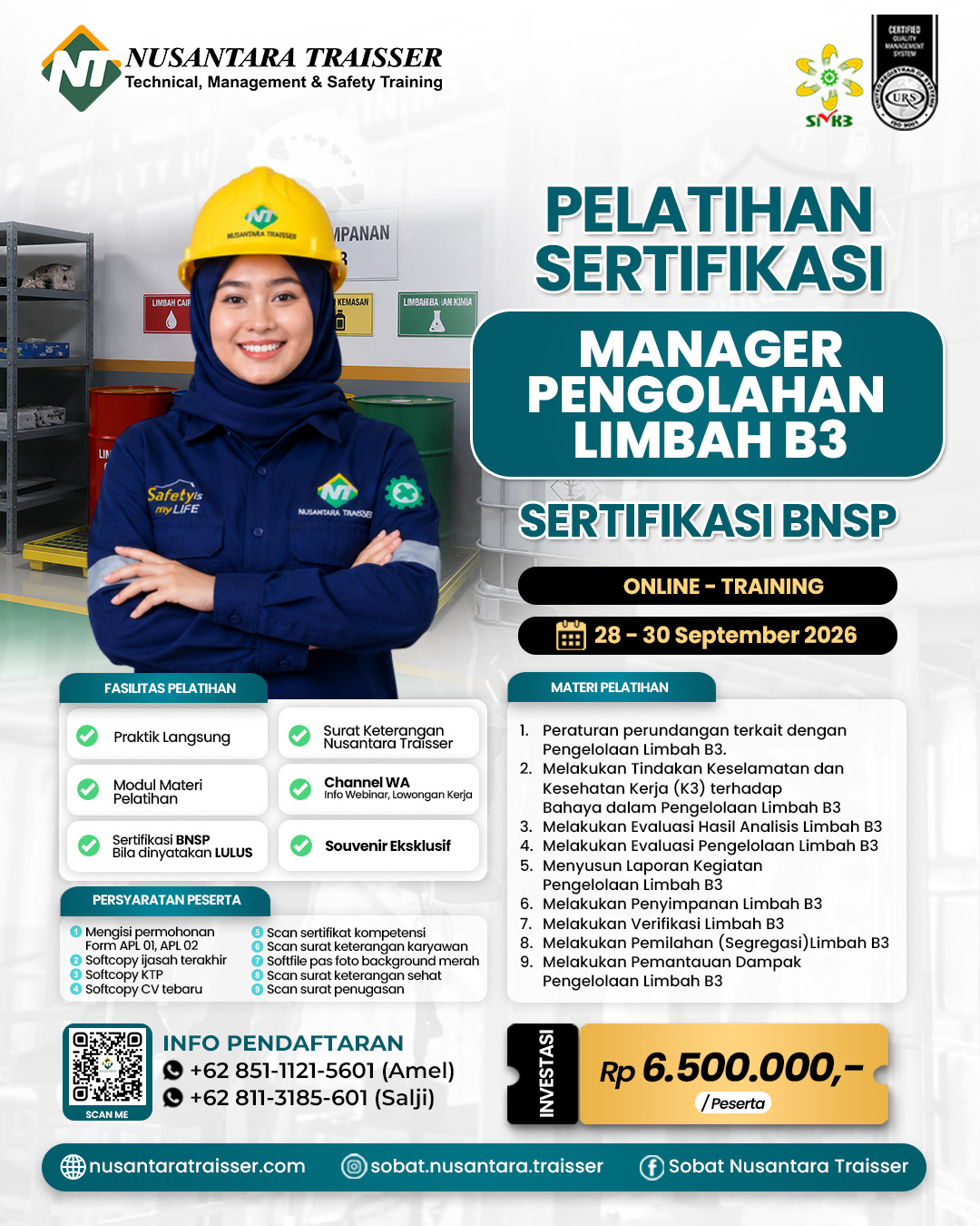 Manager Pengolahan Limbah B3 (Serfitikasi BNSP)