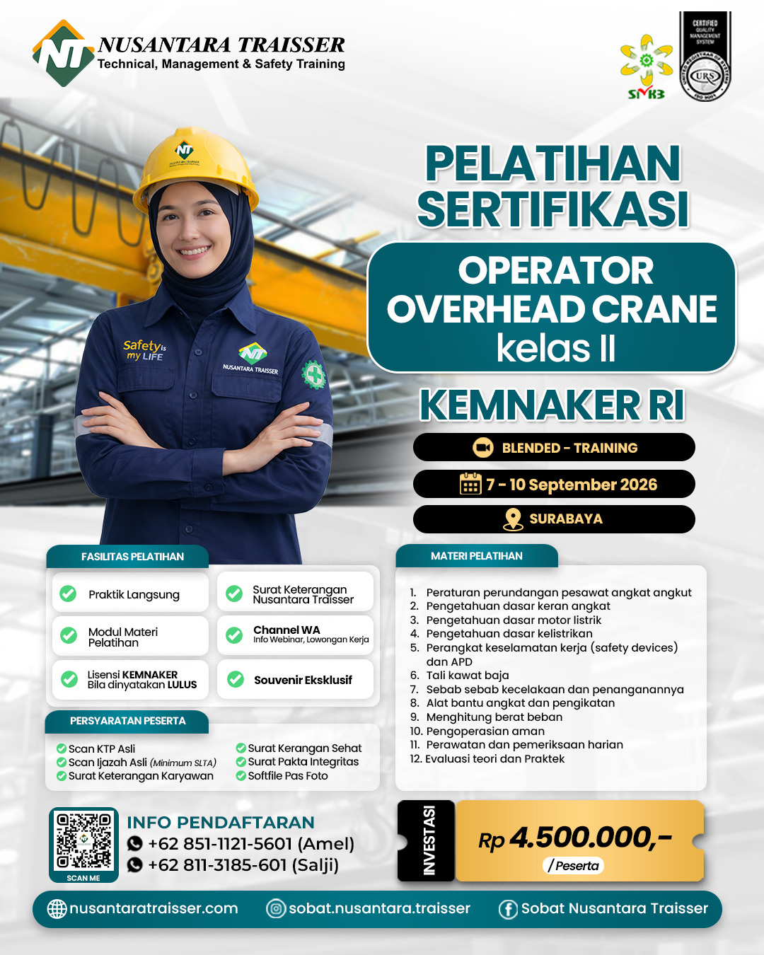 Operator Overhead Crane Kelas 2 (Dua) | KEMNAKER RI