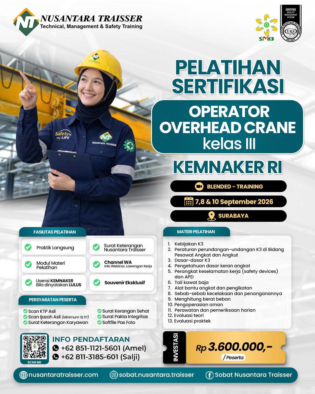 Operator Overhead Crane Kelas 3 (Tiga) | KEMNAKER RI