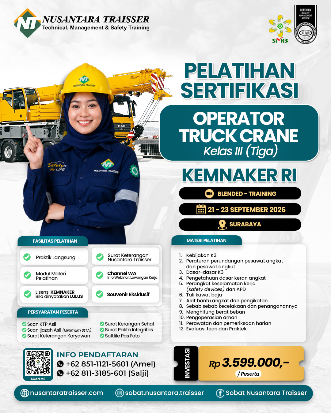 Operator Truck Crane Kelas 3 (Tiga) | KEMNAKER RI