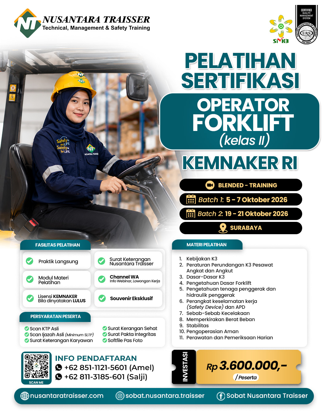 Pelatihan & Sertifikasi Operator Forklift Kelas 2 (Dua) | KEMNAKER RI