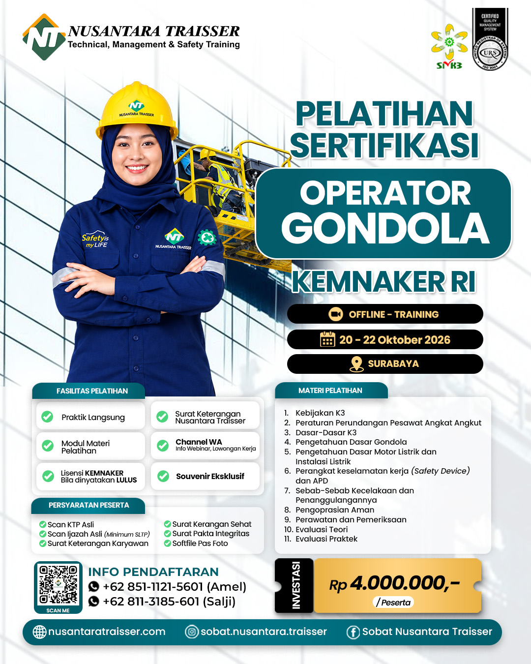 Pelatihan & Sertifikasi Operatoe Gondola | KEMNAKER RI