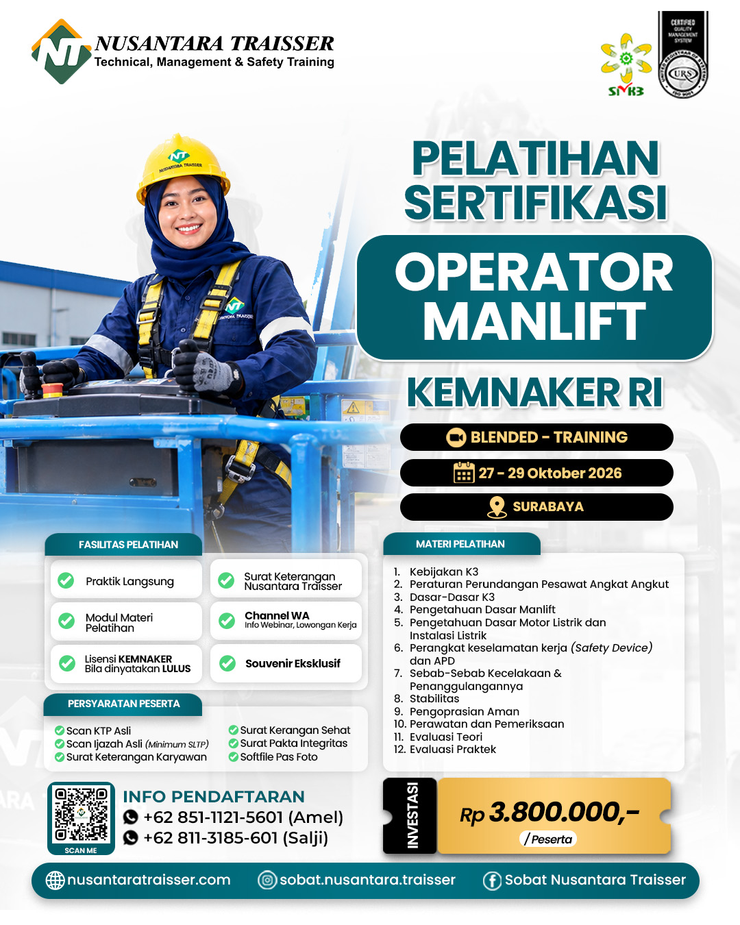 Pelatihan & Sertifikasi Operator Manlift | KEMNAKER RI