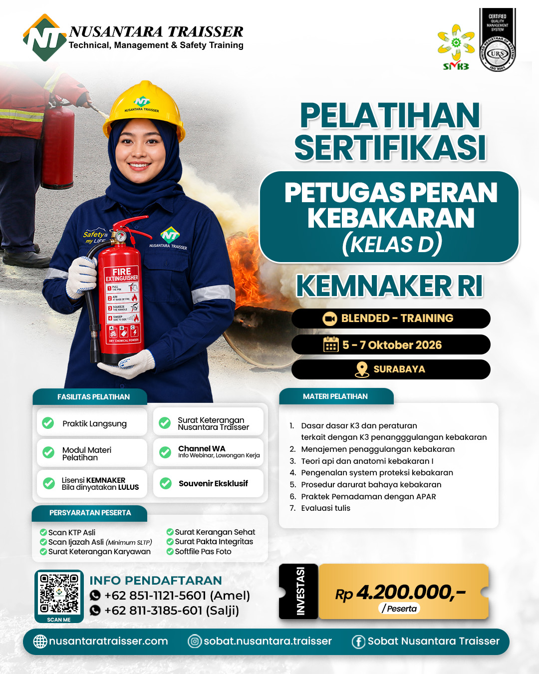 Pelatihan & Sertifikasi Petugas Peran Kebakaran Kelas D | Kemnaker RI