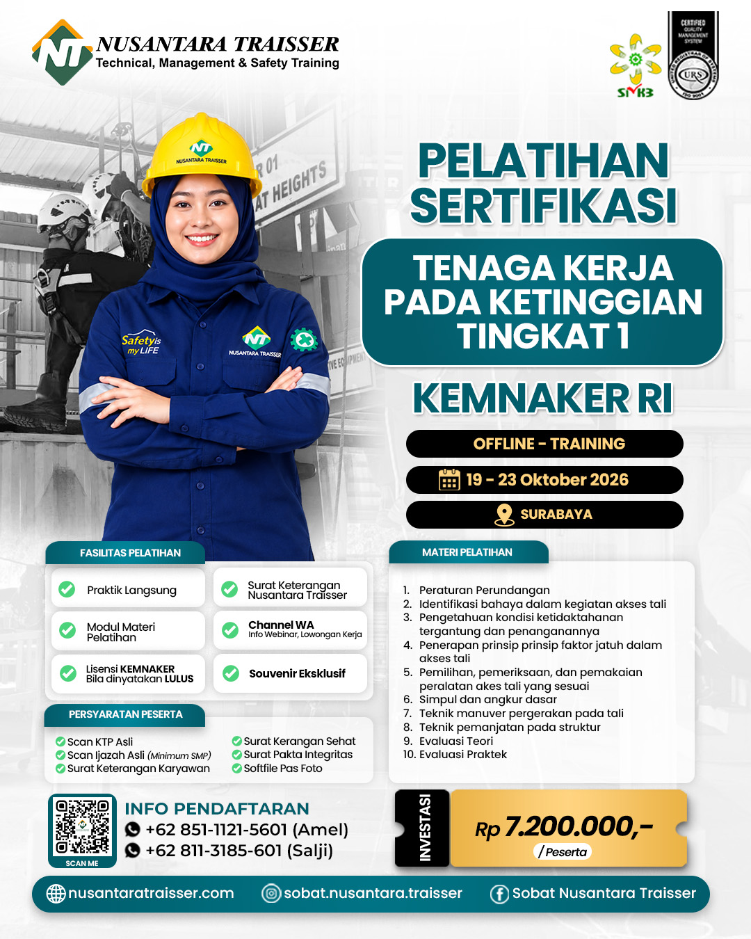 Pelatihan & Sertifikasi Tenaga Kerja Pada Ketinggian Tingkat 1 (Satu) | Kemnaker RI