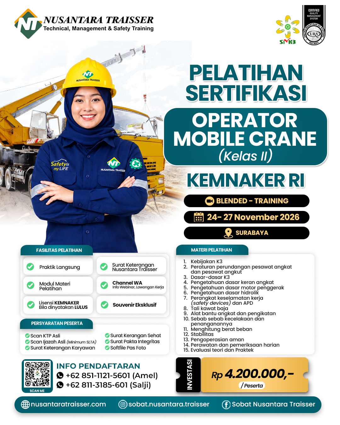 Pelatihan & Sertifikasi Operator Mobile Crane Kelas 2 (Dua) | KEMNAKER RI