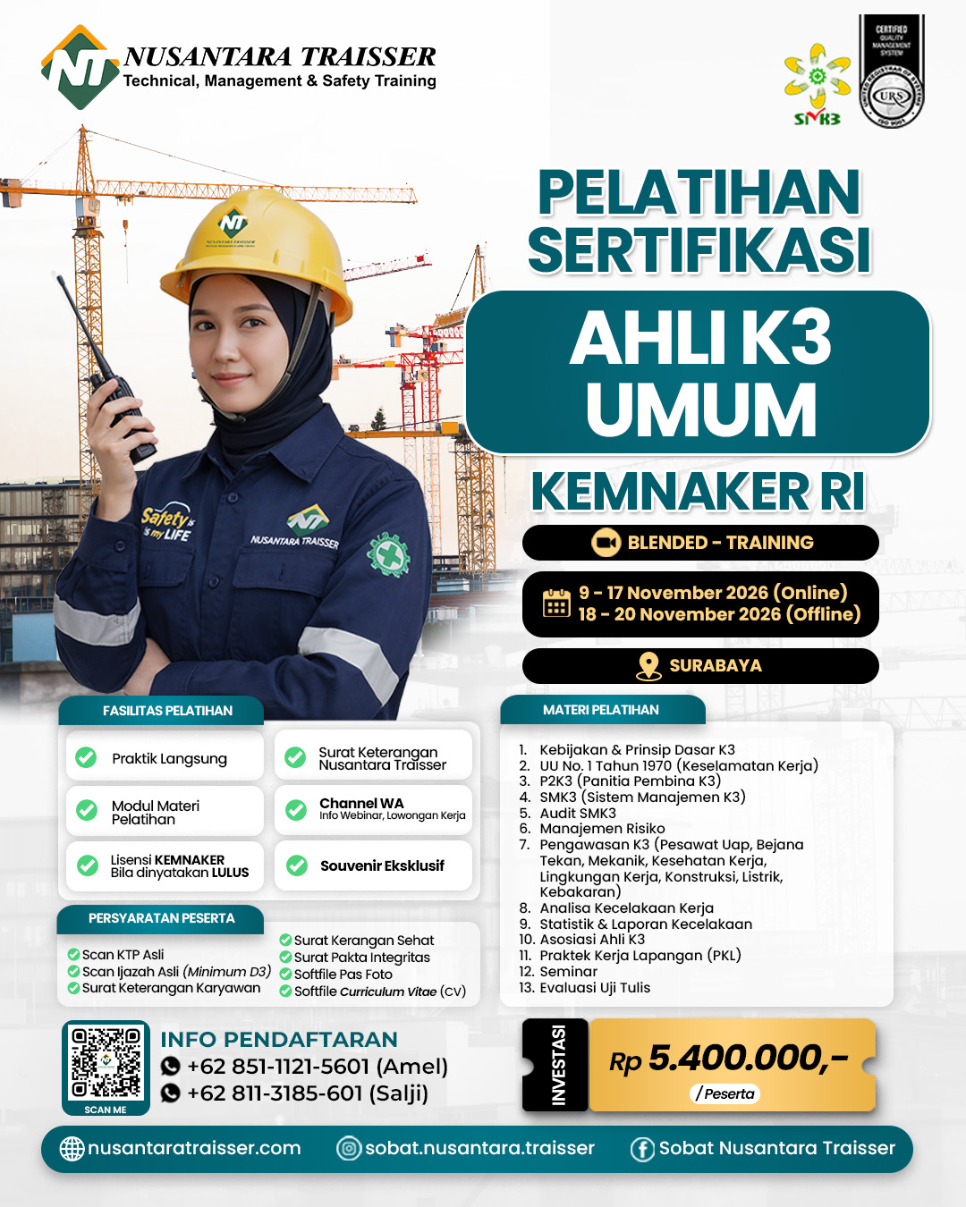 Pelatihan & Sertifikasi Ahli K3 Umum | KEMNAKER RI