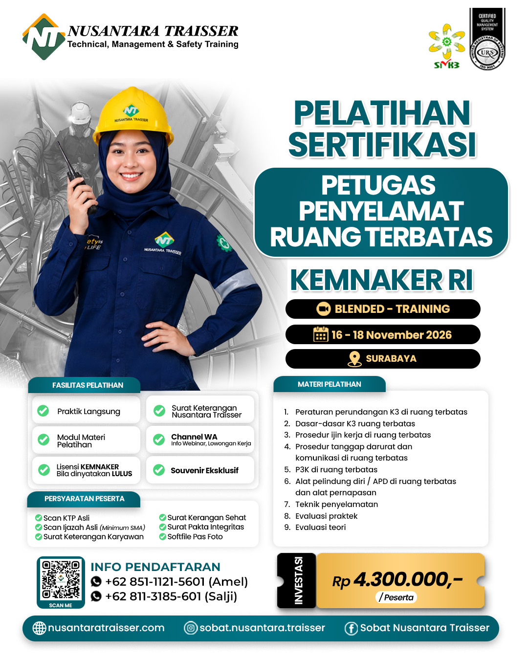 Pelatihan & Sertifikasi Petugas Penyelamat Ruang Terbatas | KEMNAKER RI