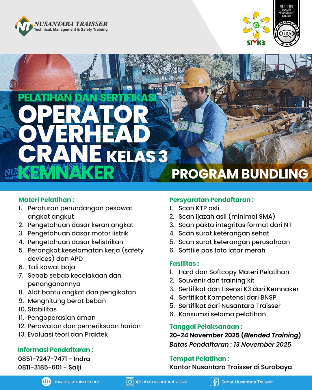 Operator Overhead Crane Kelas 3 (KEMNAKER)