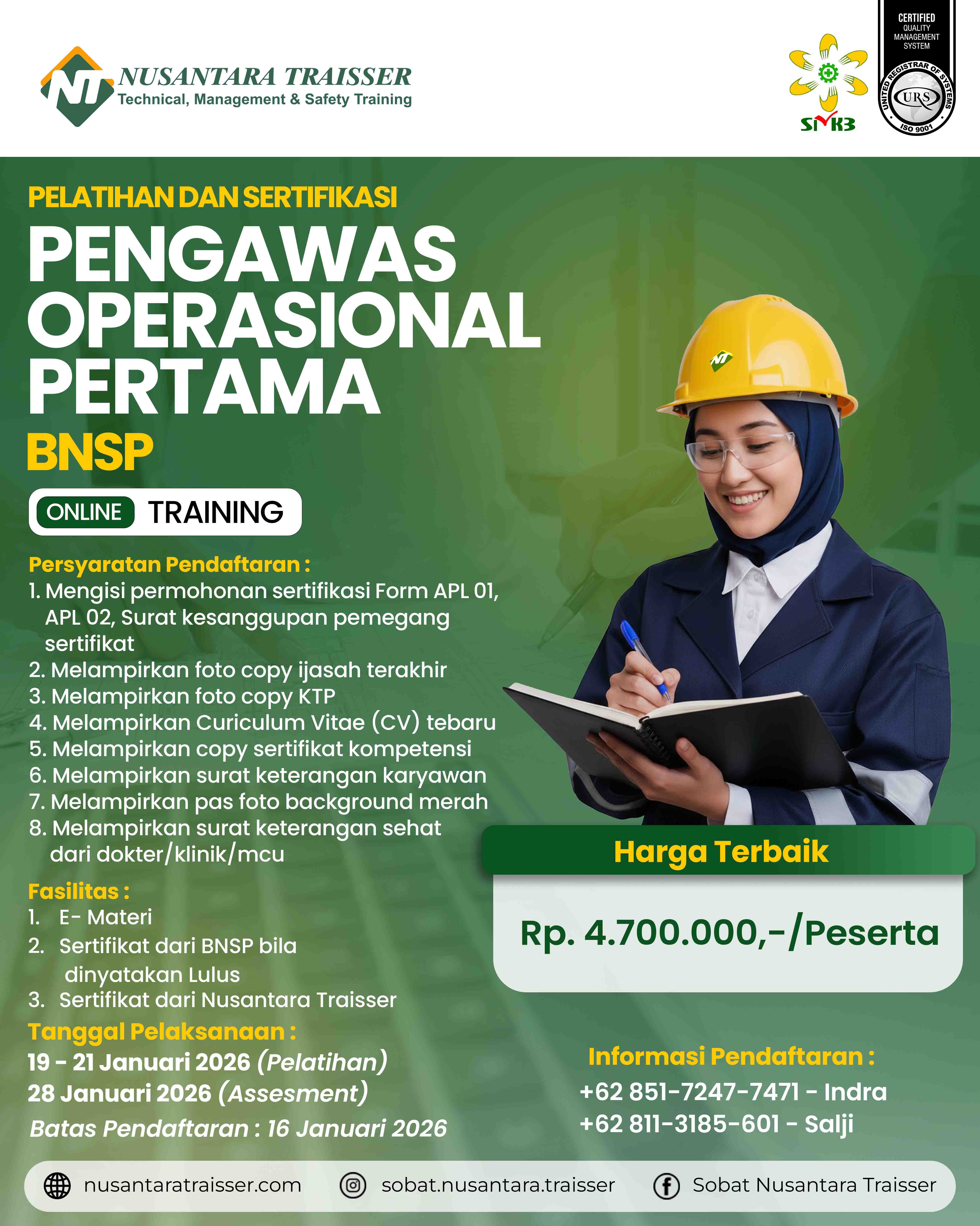 TRAINING PENGAWAS OPERASIONAL PERTAMA (POP) BNSP