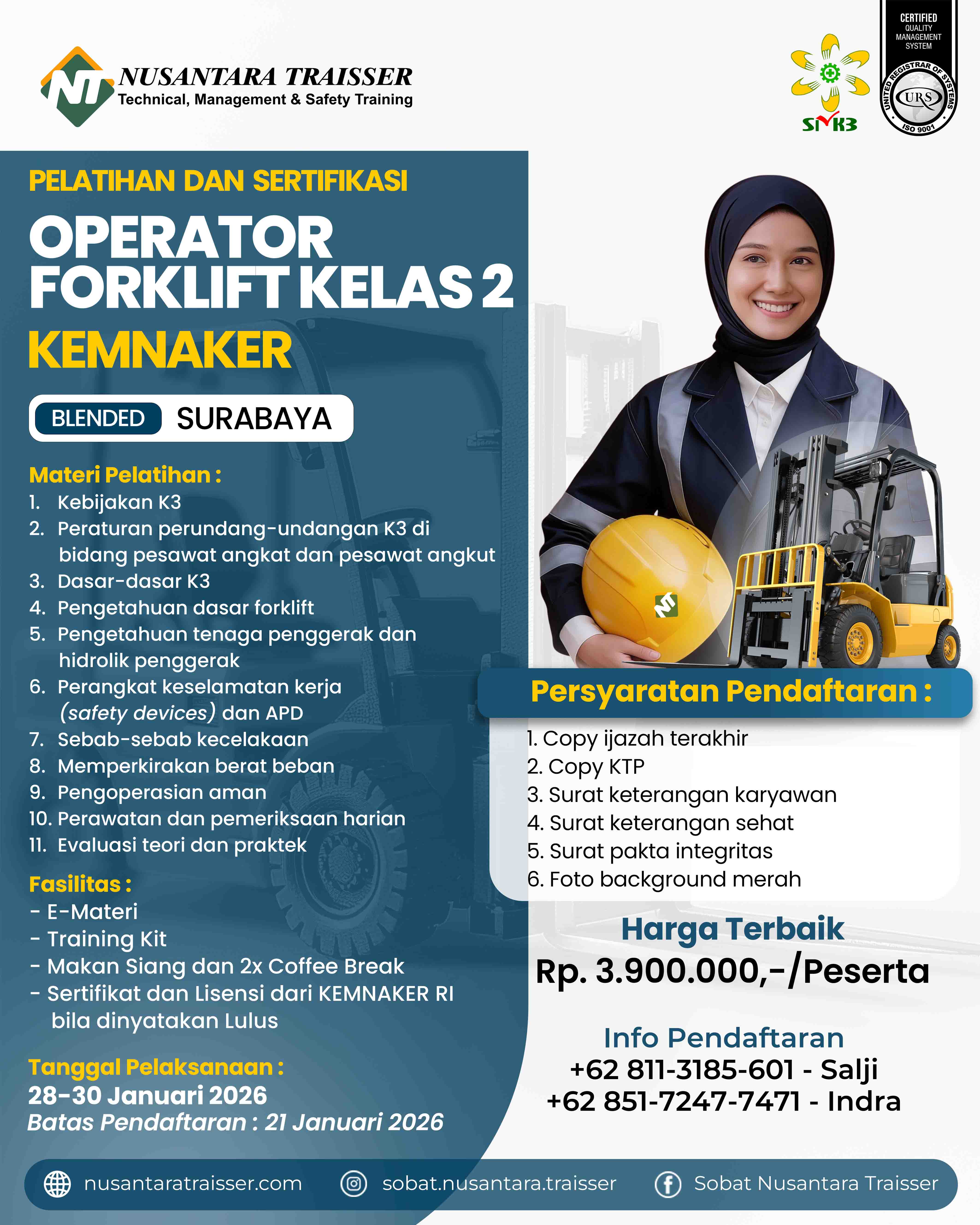 PELATIHAN OPERATOR FORKLIFT KELAS II (FLO2) KEMNAKER