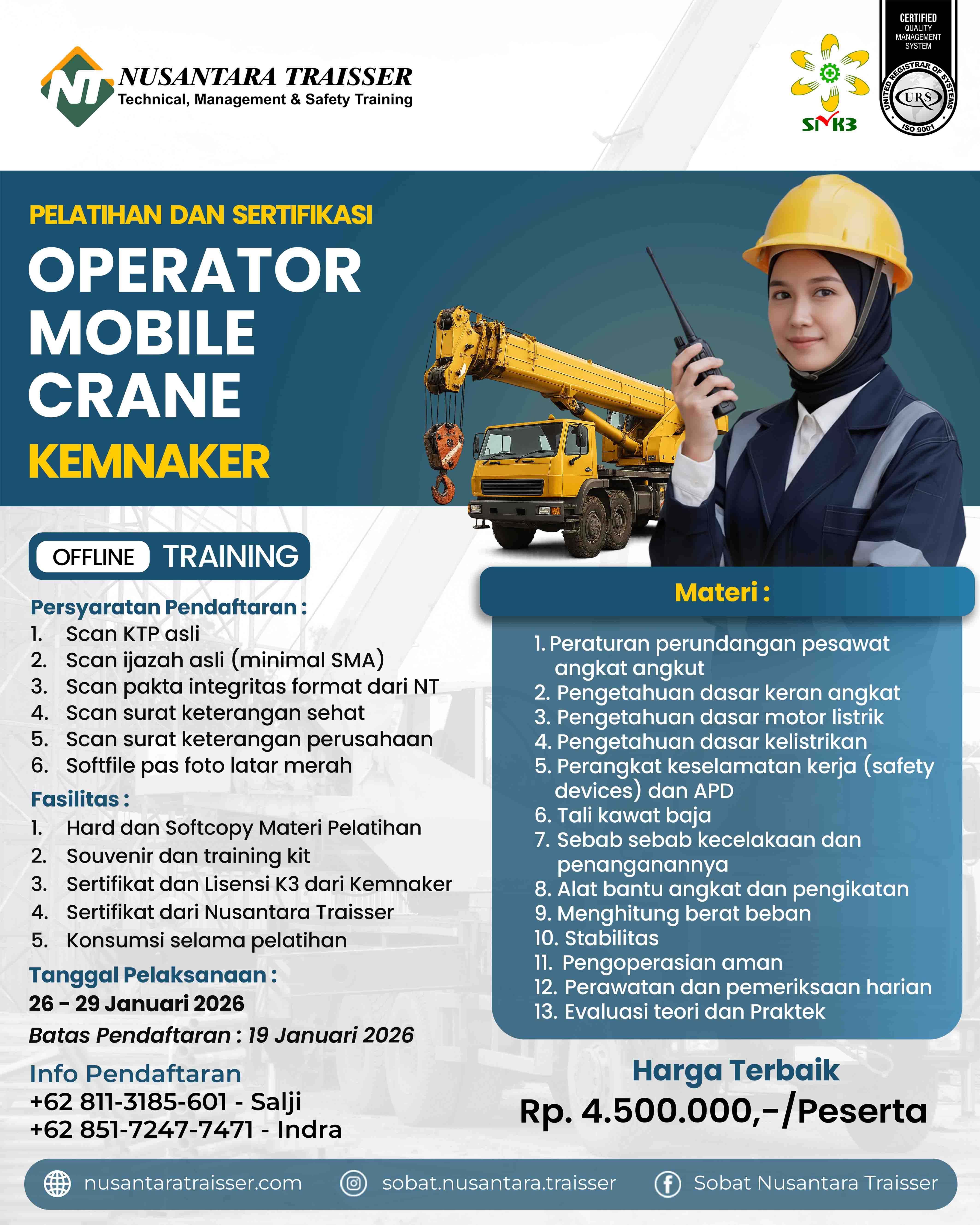 PELATIHAN OPERATOR MOBILE CRANE KEMNAKER
