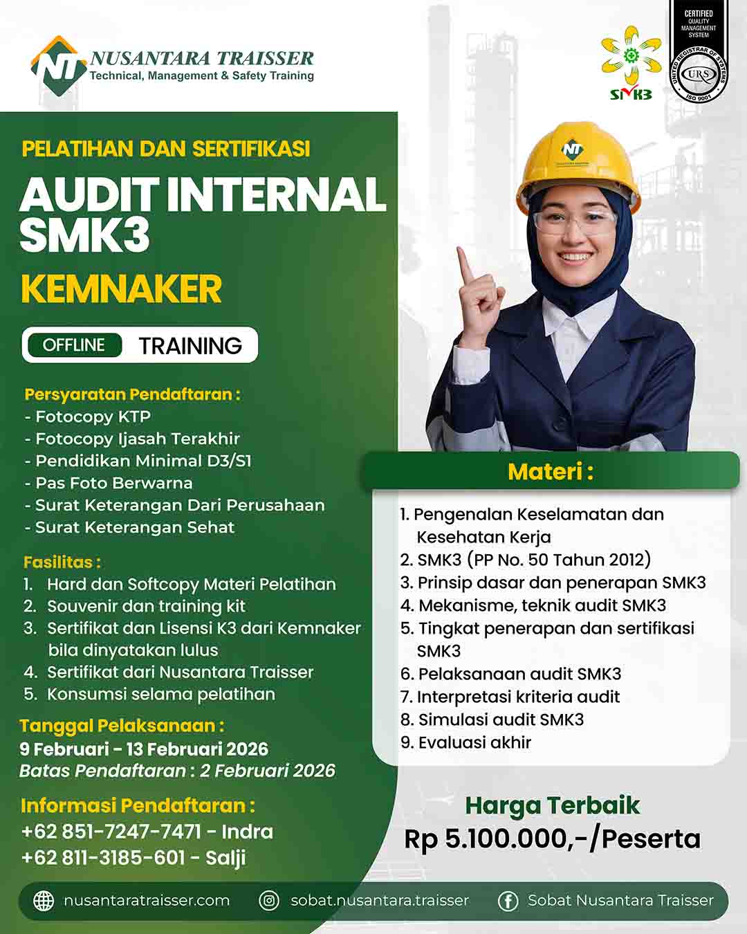 PELATIHAN AUDIT INTERNAL SMK3 || KEMNAKER